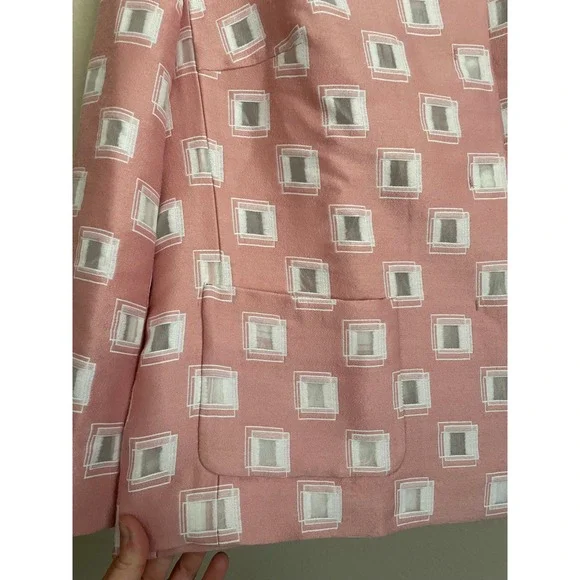 Escada Bethel Rosehip Pink Geometric Wool Silk Blend Jacket Blazer 46 Artsy Work - Picture 3 of 9